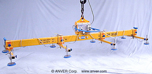 ANVER Electric Powered Vacuum Generator with Eight Pad Lifting Frame for Lifting & Handling Steel Sheet 16 ft x 8 ft (4.9 m x 2.4 m) up to 1200 lb (544 kg)